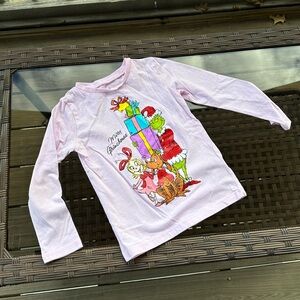 Pink Long Sleeve Kids Shirt with Grinch Print Size 5